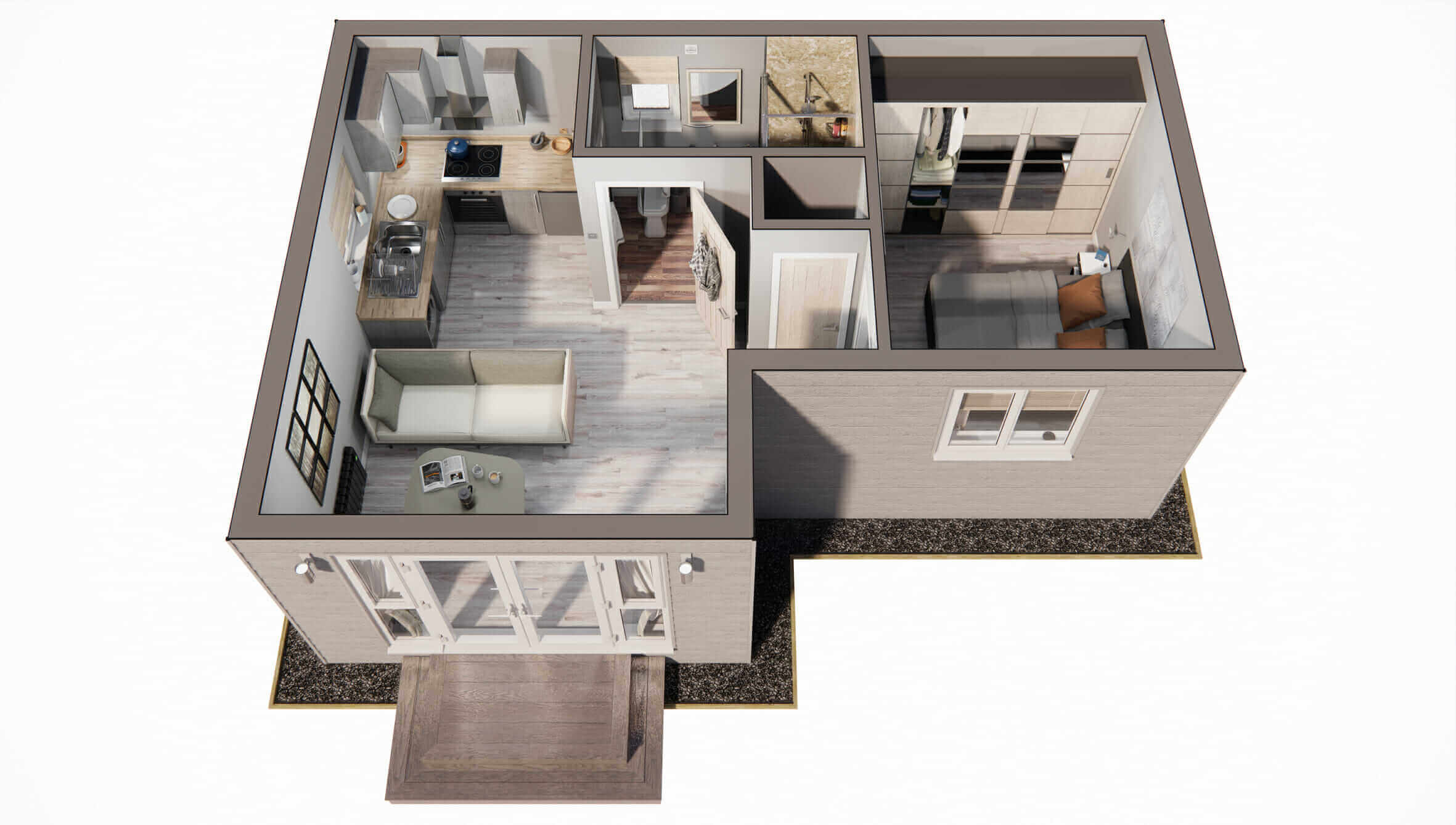 image shows a granny annexe layout from iHUS